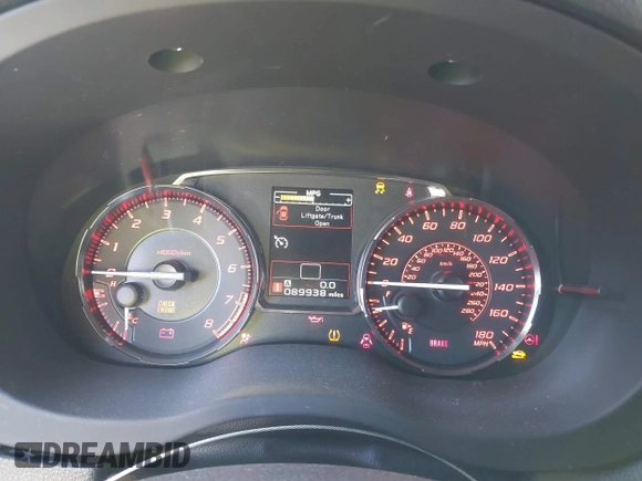 2016 Subaru WRX with VIN JF1VA1B63G9817632, listed as a IAAI auction lot 41818265 with 89,938 mi miles. Bid and sale history available at carsss.com. Image 7.