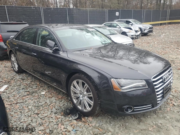 2012 Audi A8 L with VIN WAURVAFD6CN010884, listed as a Copart auction lot 80167464 with 82,127 mi miles and Salvage Title. Bid and sale history available at carsss.com. Image 4.