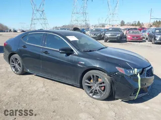 2018 Acura TLX w/Advance Pkg with VIN 19UUB3F85JA801000, listed as a IAAI auction lot 41665274 with 81,627 mi miles. Bid and sale history available at carsss.com. Image 1.