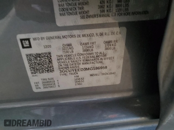 2021 Chevrolet Silverado 1500 RST with VIN 3GCUYEED3MG186959, listed as a Copart auction lot 46736665 with 32,053 mi miles and Salvage Title. Bid and sale history available at carsss.com. Image 13.