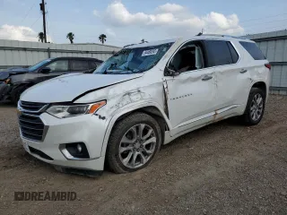 2018 Chevrolet Traverse Premier z VIN 1GNERKKW2JJ218131, wystawiony jako Copart lot #54489265 z przebiegiem 173 319 mil mil oraz Szkoda całkowita • Salvage title. Historia ofert i sprzedaży dostępna na DreamBid. Obrazek 1.