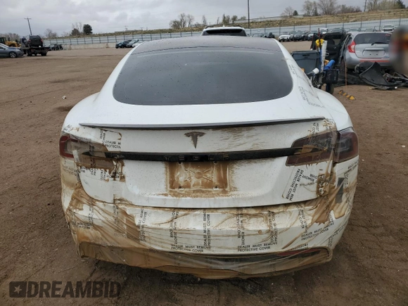 2022 Tesla Model S Plaid with VIN 5YJSA1E69NF461067, listed as a Copart auction lot 50060685 with 46,785 mi miles and Salvage Title. Bid and sale history available at DreamBid. Image 6.
