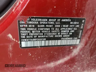 2015 Volkswagen Passat Limited Edition Edition z VIN 1VWAT7A35FC020195, wystawiony jako Copart lot #57860365 z przebiegiem 151 045 mil mil oraz Szkoda całkowita • Salvage title. Historia ofert i sprzedaży dostępna na DreamBid. Obrazek 12.