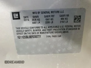 2014 Chevrolet Malibu LT with VIN 1G11C5SL0EF235771, listed as a Copart auction lot 50573925 with 155,815 mi miles and Salvage Title. Bid and sale history available at DreamBid. Image 14.