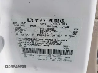 2009 Ford Escape Hybrid with VIN 1FMCU49399KC19803, listed as a IAAI auction lot 42004776 with 163,353 mi miles and . Bid and sale history available at DreamBid. Image 9.