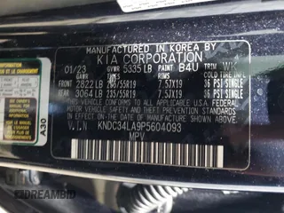 2023 Kia EV6 Wind with VIN KNDC34LA9P5604093, listed as a Copart auction lot 46487755 with 26,682 mi miles and Salvage Title. Bid and sale history available at carsss.com. Image 13.
