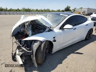 2021 Tesla Model S Plaid with VIN 5YJSA1E65MF451442, listed as a Copart auction lot 65566704 with 0 mi miles and Salvage Title. Bid and sale history available at carsss.com. Image 1.