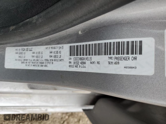 2016 Chrysler 200 Limited with VIN 1C3CCCAB6GN145115, listed as a Copart auction lot 43529315 with 169,268 mi miles and Salvage Title. Bid and sale history available at carsss.com. Image 12.