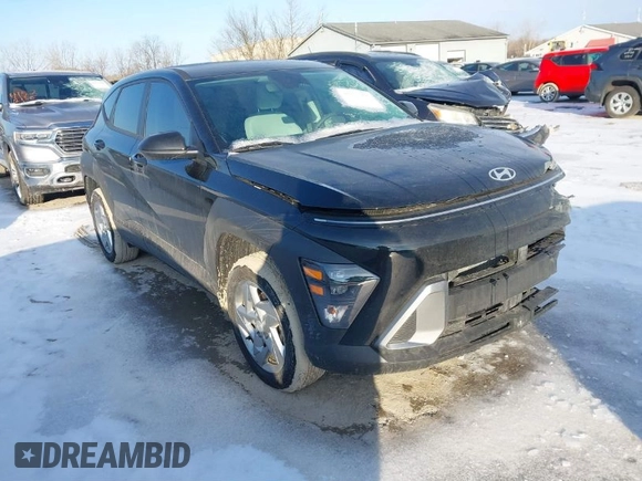 2025 Hyundai Kona SE with VIN KM8HACAB5SU213115, listed as a IAAI auction lot 41535505 with 4,906 mi miles. Bid and sale history available at carsss.com. Image 1.