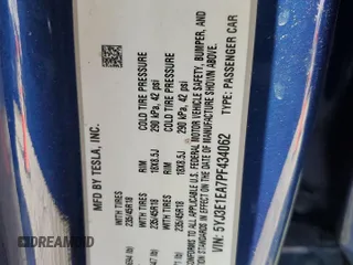 2023 Tesla Model 3 with VIN 5YJ3E1EA7PF434062, listed as a Copart auction lot 47877835 with Not provided miles and Clean title. Bid and sale history available at DreamBid. Image 12.