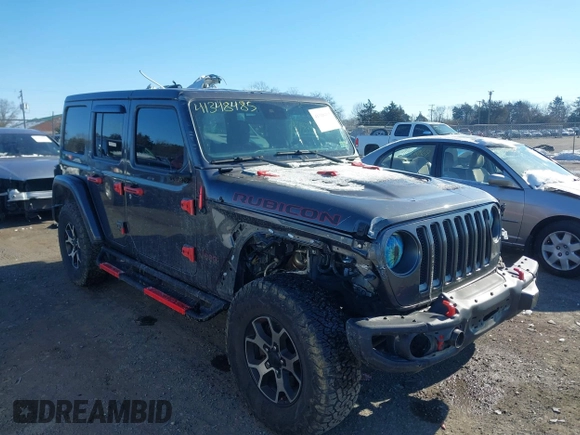 2020 Jeep Wrangler Unlimited Rubicon with VIN 1C4HJXFG3LW291155, listed as a IAAI auction lot 41348485 with 72,481 mi miles and . Bid and sale history available at DreamBid. Image 1.
