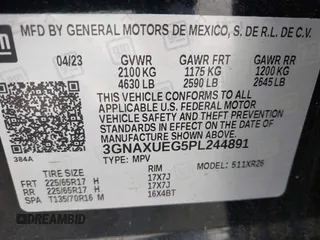 2023 Chevrolet Equinox LT with VIN 3GNAXUEG5PL244891, listed as a IAAI auction lot 42008892 with 112,745 mi miles and . Bid and sale history available at DreamBid. Image 9.