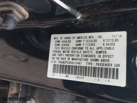 2015 Acura TLX V6 Tech with VIN 19UUB2F55FA010487, listed as a IAAI auction lot 41524969 with 157,888 mi miles. Bid and sale history available at carsss.com. Image 9.