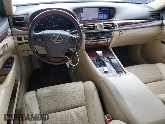 2014 Lexus LS 460 with VIN JTHCL5EF3E5021058, listed as a Copart auction lot 55998885 with 320,339 mi miles and Salvage title. Bid and sale history available at DreamBid. Image 8.