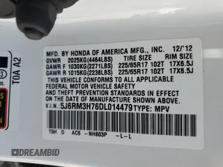 2013 Honda CR-V EX-L with VIN 5J6RM3H76DL014479, listed as a Copart auction lot 51075315 with 98,279 mi miles and Salvage Title. Bid and sale history available at DreamBid. Image 14.