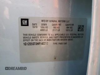 2017 Chevrolet Malibu LT with VIN 1G1ZE5ST0HF142217, listed as a Copart auction lot 50875215 with 50,323 mi miles and Salvage Title. Bid and sale history available at DreamBid. Image 12.