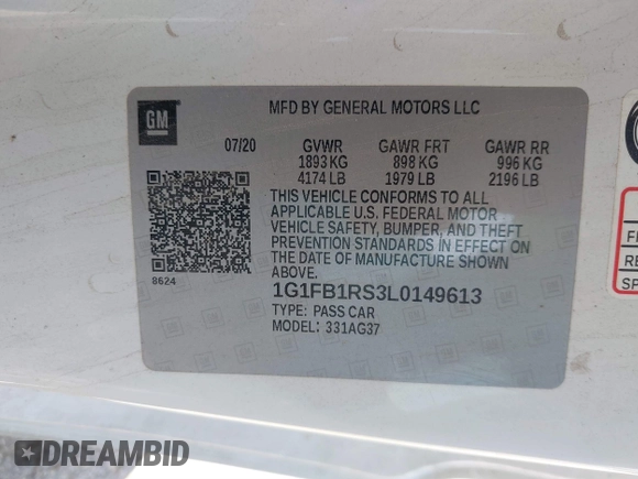 2020 Chevrolet Camaro 1LT с VIN 1G1FB1RS3L0149613, выставлен на аукционе IAAI как лот 41872747 с пробегом 74 361 миль миль и . История ставок и продаж доступна на DreamBid. Изображение 9.
