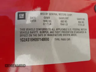 2009 Pontiac G5 with VIN 1G2AS18H097148690, listed as a IAAI auction lot 41801507 with 156,328 mi miles. Bid and sale history available at carsss.com. Image 9.