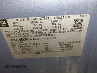 2012 GMC Terrain SLT-1 with VIN 2GKFLVEK7C6124503, listed as a IAAI auction lot 41529691 with 144,496 mi miles. Bid and sale history available at carsss.com. Image 9.