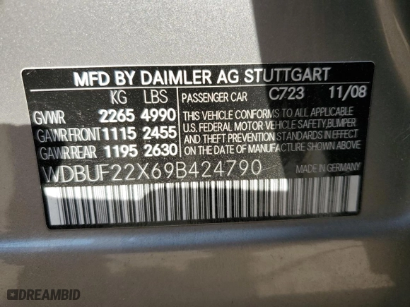 2009 Mercedes-Benz E-Class 3.0L with VIN WDBUF22X69B424790, listed as a Copart auction lot 75317944 with 120,641 mi miles and Salvage Title. Bid and sale history available at carsss.com. Image 12.