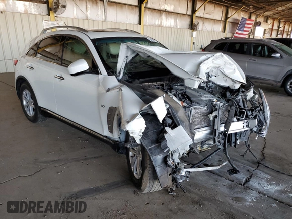 2015 Infiniti QX70 with VIN JN8CS1MU5FM381036, listed as a Copart auction lot 54107975 with Not Provided miles and Salvage Title. Bid and sale history available at DreamBid. Image 4.