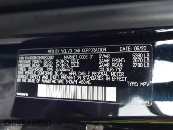 2021 Volvo XC60 Momentum с VIN YV4102RK0M1675302, выставлен на аукционе IAAI как лот 42282668 с пробегом 24 477 миль миль и . История ставок и продаж доступна на DreamBid. Изображение 9.