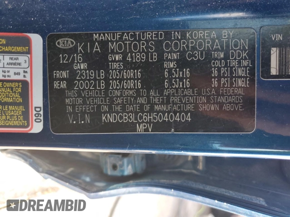 2017 Kia Niro LX with VIN KNDCB3LC6H5040404, listed as a Copart auction lot 80967753 with Not Provided miles and Non Repairable. Bid and sale history available at DreamBid. Image 13.