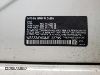 2021 BMW M3 Competition z VIN WBS33AY0XMFL32795, wystawiony jako Copart lot #52745265 z przebiegiem Nie podano mil oraz Szkoda całkowita • Salvage title. Historia ofert i sprzedaży dostępna na DreamBid. Obrazek 12.