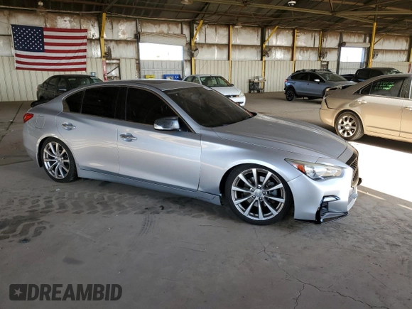 2017 Infiniti Q50 Sport with VIN JN1EV7APXHM733062, listed as a Copart auction lot 54574055 with 105,808 mi miles and Salvage title. Bid and sale history available at DreamBid. Image 4.