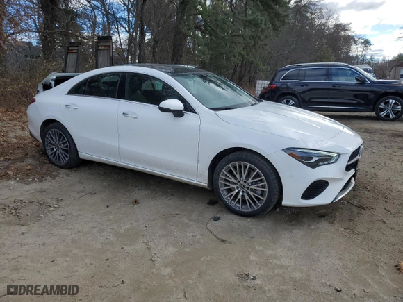 2025 Mercedes-Benz CLA with VIN W1K5J4HB9SN513274, listed as a Copart auction lot 80471904 with 1,354 mi miles and Clean Title. Bid and sale history available at carsss.com. Image 4.