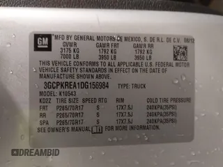 2013 Chevrolet Silverado 1500 LS with VIN 3GCPKREA1DG156984, listed as a IAAI auction lot 41924312 with 117,018 mi miles. Bid and sale history available at carsss.com. Image 9.