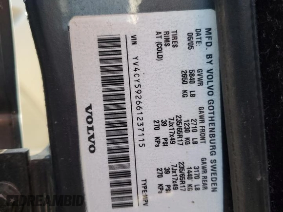 2006 Volvo XC90 2.5L Turbo with VIN YV4CY592661237115, listed as a Copart auction lot 76538404 with 203,406 mi miles and Salvage Title. Bid and sale history available at carsss.com. Image 15.