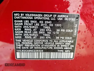 2022 Volkswagen Atlas SE с VIN 1V2JE2CA6NC225324, выставлен на аукционе Copart как лот 60476985 с пробегом 58 315 миль миль и Чистый • Clean title. История ставок и продаж доступна на DreamBid. Изображение 13.