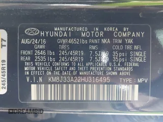 2017 Hyundai Tucson Value z VIN KM8J33A22HU316495, wystawiony jako IAAI lot #41896507 z przebiegiem 82 517 mil mil oraz . Historia ofert i sprzedaży dostępna na DreamBid. Obrazek 9.