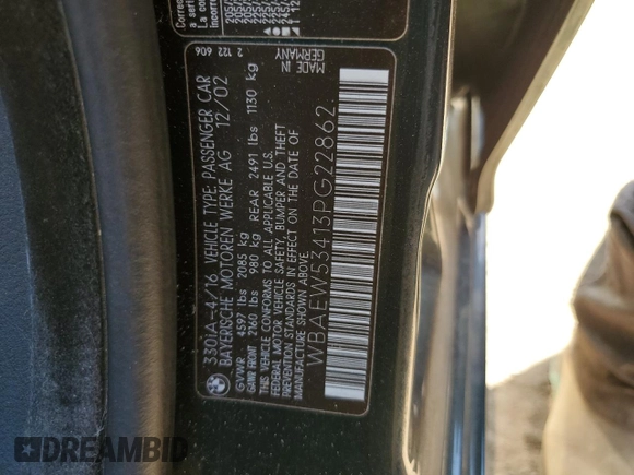 2003 BMW 3 Series 330xi with VIN WBAEW53413PG22862, listed as a Copart auction lot 73688434 with 93,621 mi miles and Salvage Title. Bid and sale history available at carsss.com. Image 12.