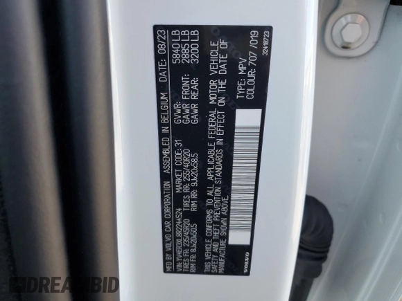 2024 Volvo XC40 Plus z VIN YV4ER3XL8R2244524, wystawiony jako Copart lot #67771074 z przebiegiem 1 357 mil mil oraz Czysty tytuł • Clean title. Historia ofert i sprzedaży dostępna na DreamBid. Obrazek 13.