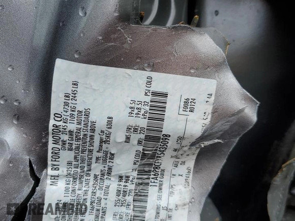 2024 Ford Mustang GT with VIN 1FA6P8CFXR5435098, listed as a Copart auction lot 55270825 with Not Provided miles and Salvage Title. Bid and sale history available at DreamBid. Image 13.