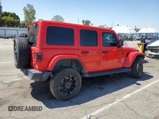 2021 Jeep Wrangler Unlimited Sahara with VIN 1C4JJXP64MW766076, listed as a Copart auction lot 54457195 with 92,421 mi miles and Salvage title. Bid and sale history available at DreamBid. Image 3.