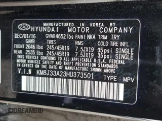 2017 Hyundai Tucson Sport z VIN KM8J33A23HU373501, wystawiony jako Copart lot #86020534 z przebiegiem Nie podano mil oraz Szkody całkowita. Historia ofert i sprzedaży dostępna na DreamBid. Obrazek 15.