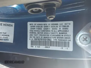 2014 Honda Civic Sedan EX with VIN 19XFB2F87EE013503, listed as a IAAI auction lot 41700839 with 400,000 mi miles. Bid and sale history available at carsss.com. Image 9.