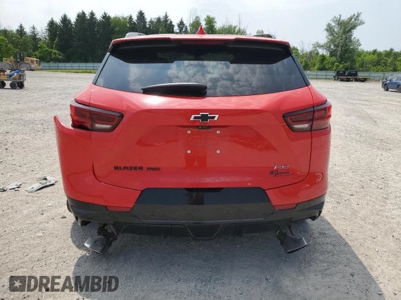 2023 Chevrolet Blazer RS with VIN 3GNKBKRS2PS220172, listed as a Copart auction lot 61058595 with 22,607 mi miles and Salvage title. Bid and sale history available at DreamBid. Image 6.