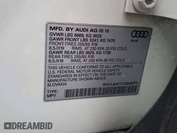 2018 Audi Q7 Premium Plus с VIN WA1LAAF77JD046370, выставлен на аукционе Copart как лот 64302635 с пробегом 91 531 миль миль и Чистый • Clean title. История ставок и продаж доступна на DreamBid. Изображение 12.