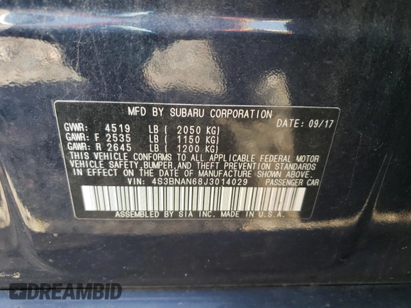 2018 Subaru Legacy Limited with VIN 4S3BNAN68J3014029, listed as a Copart auction lot 66545423 with 161,412 mi miles. Bid and sale history available at carsss.com. Image 12.