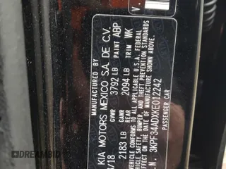 2019 Kia Forte S with VIN 3KPF34ADXKE012242, listed as a Copart auction lot 52129775 with 60,277 mi miles and Salvage Title. Bid and sale history available at carsss.com. Image 13.
