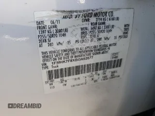 2011 Ford Explorer Limited with VIN 1FMHK7F8XBGA92677, listed as a Copart auction lot 77738694 with 162,137 mi miles and Salvage title. Bid and sale history available at DreamBid. Image 13.