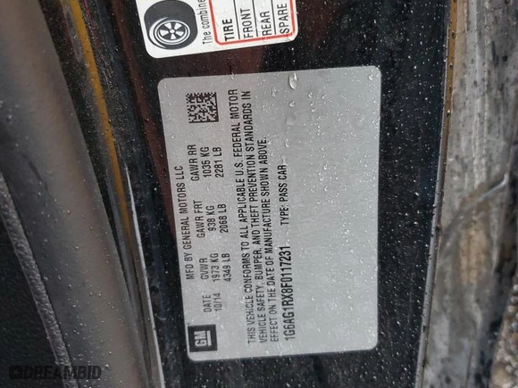 2015 Cadillac ATS Coupe Standard AWD with VIN 1G6AG1RX8F0117231, listed as a Copart auction lot 72817124 with 78,640 mi miles and Salvage Title. Bid and sale history available at carsss.com. Image 12.