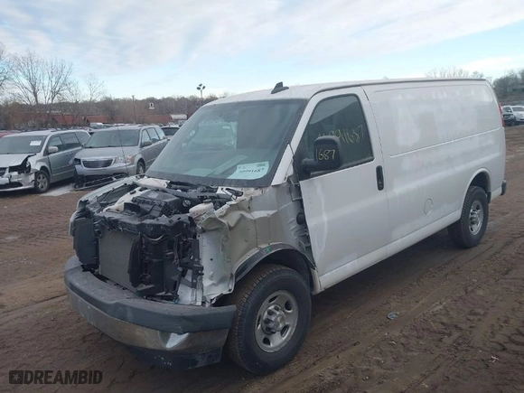 2021 Chevrolet Express Cargo Van with VIN 1GCWGAFP6M1223384, listed as a IAAI auction lot 40991687 with 96,175 mi miles. Bid and sale history available at carsss.com. Image 6.