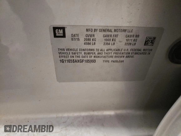 2016 Chevrolet Malibu Limited LTZ with VIN 1G11E5SAXGF105993, listed as a Copart auction lot 80199674 with 148,951 mi miles and Salvage Title. Bid and sale history available at carsss.com. Image 12.