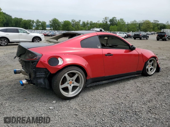 2003 Infiniti G35 w/Leather z VIN JNKCV54E53M207514, wystawiony jako Copart lot #58396655 z przebiegiem Nie podano mil oraz Szkoda całkowita • Salvage title. Historia ofert i sprzedaży dostępna na DreamBid. Obrazek 3.