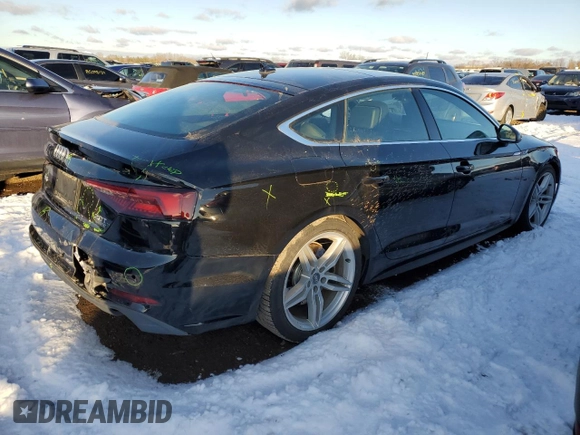 2018 Audi A5 Sportback Prestige z VIN WAUFNCF55JA047761, wystawiony jako Copart lot #85210464 z przebiegiem Nie podano mil oraz Szkoda całkowita • Salvage title. Historia ofert i sprzedaży dostępna na DreamBid. Obrazek 3.
